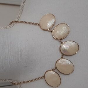White House Black Market Gold and Cream Statement Necklace